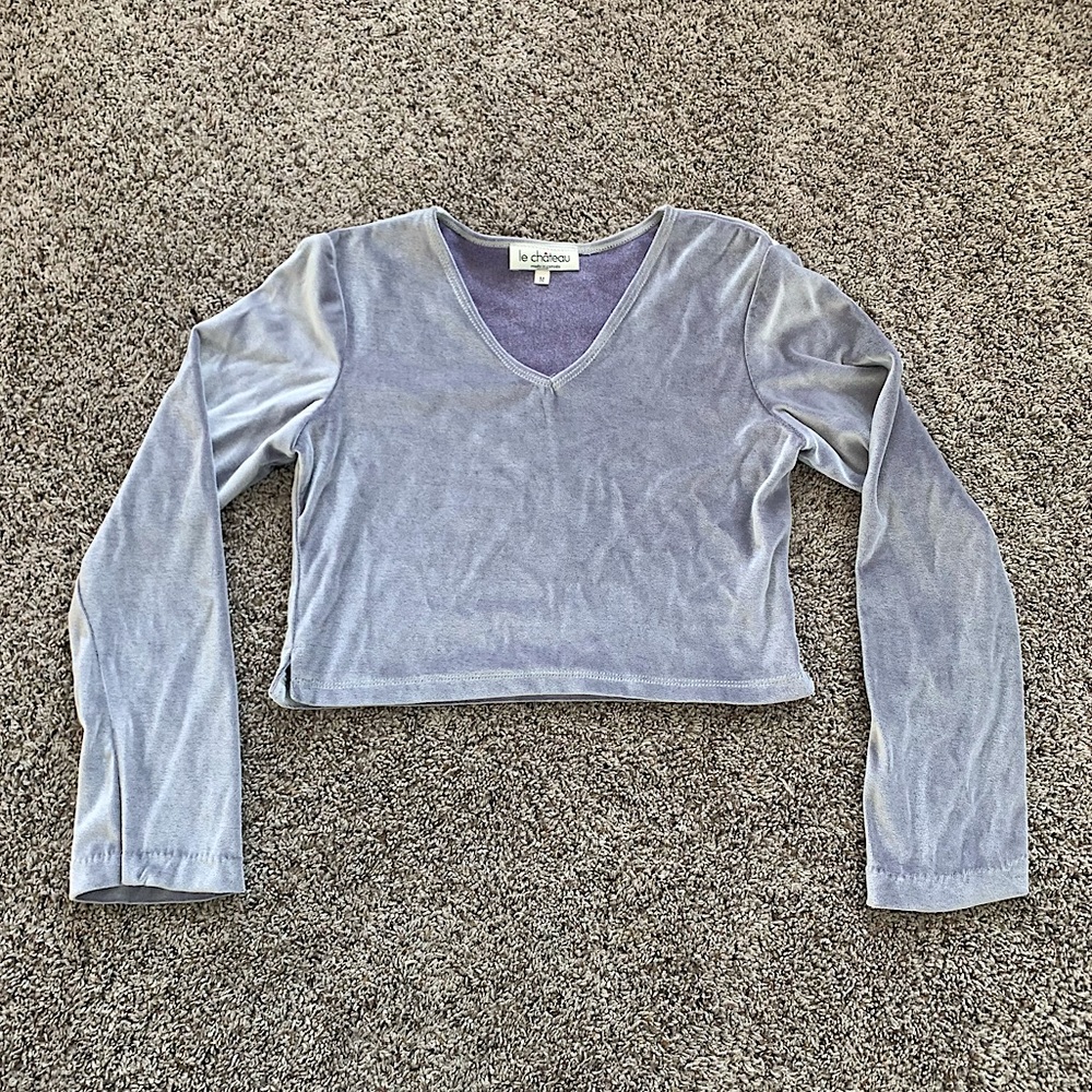 Le Château Vintage Velvet Cropped Long Sleeve Y2K